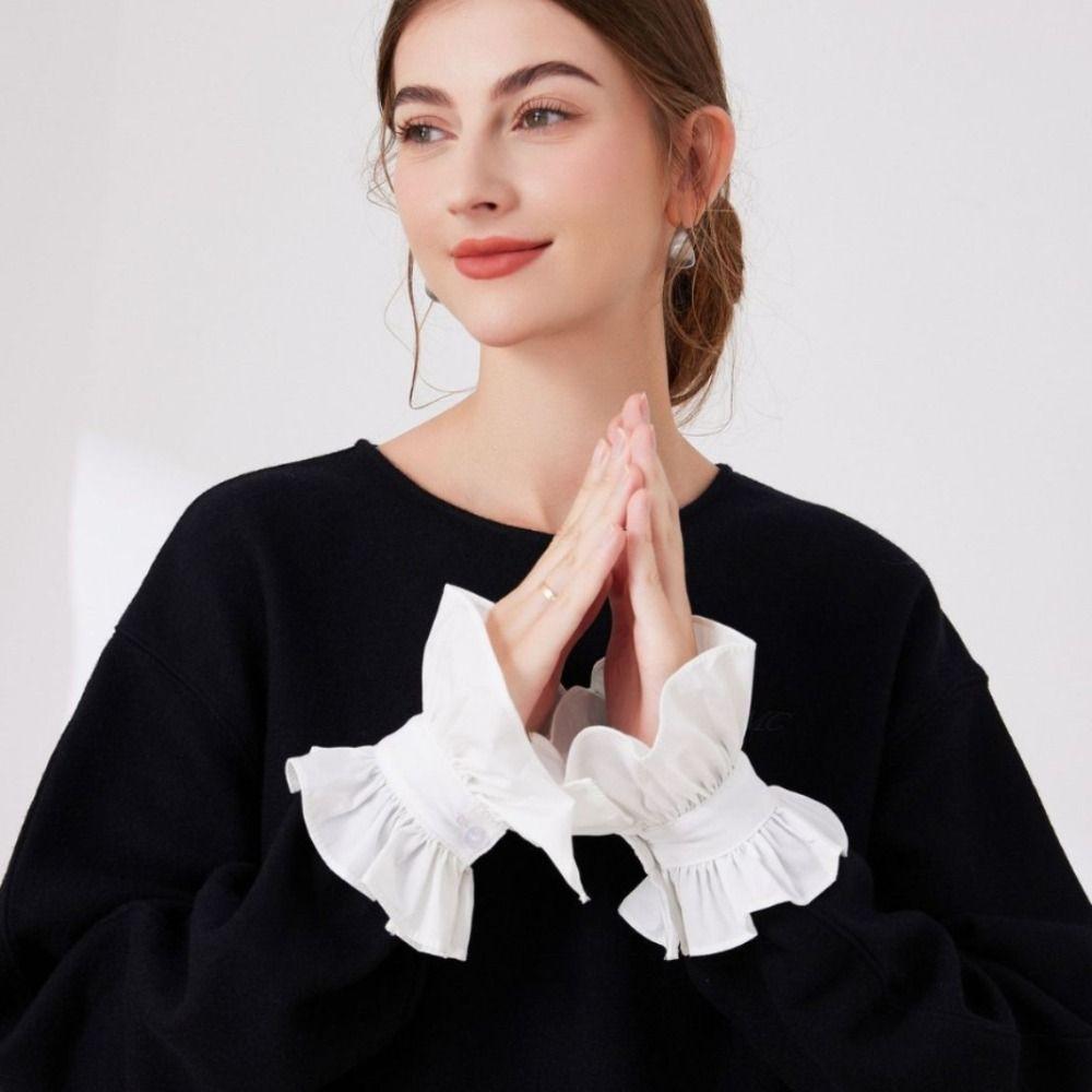 Ruffle Detachable Fake Collar White Adjustable Neckline All-match Lotus Leaf Cuffs Female