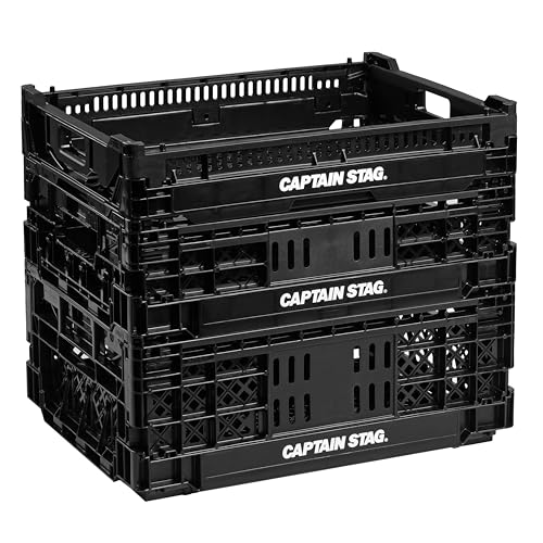 [Amazon.co.jp Exclusive] Captain Stag Oricon Foldable FD Mesh Container, Large, 14.5L Capacity, Made in Japan, Black, UY-7080