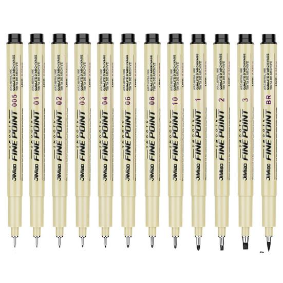 

Набор из 12 шт., водостойкая необрастающая лайнер для рисования иллюстраций художников с 12 фломастерами разной ширины 12pcs