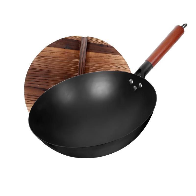 Wutuo Old Style Iron Wok with Wooden Lid
