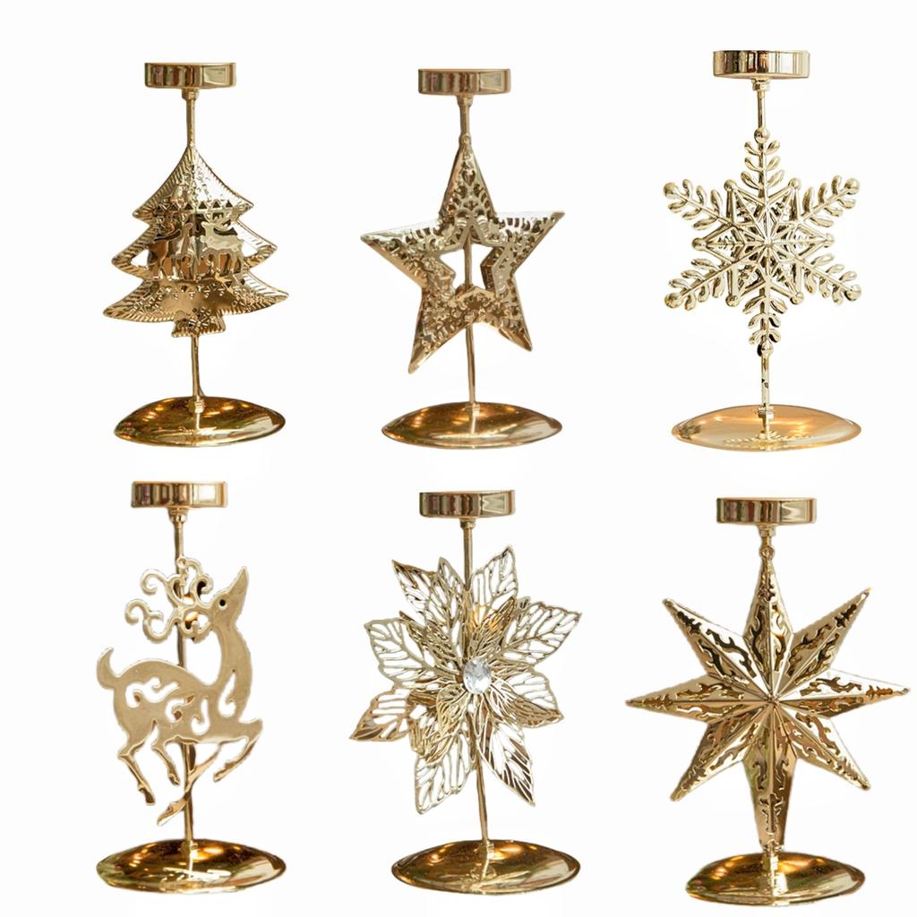 Festive Candle Holder Christmas Candle Holders Festive Elegance Gold Color Metal Material Sturdy Construction Versatile Use