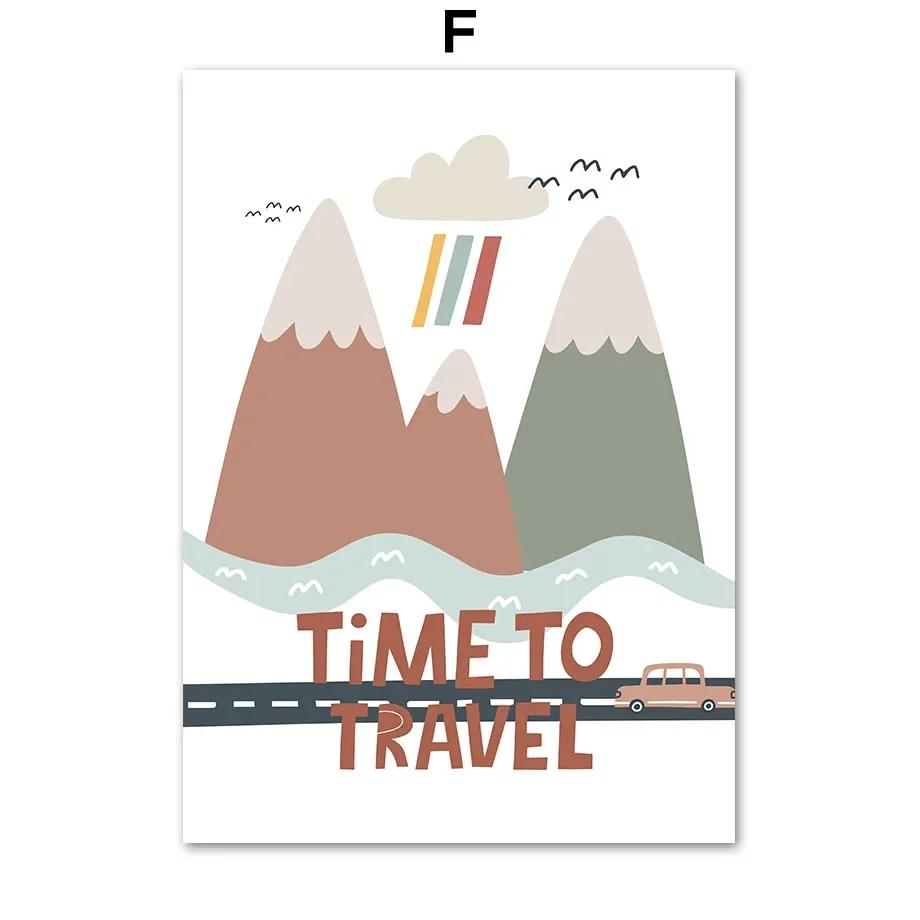 Mountain Sun Car Plane House Dream Nursery Wall Art Canvas Painting Nordic Posters And Prints Wall Pictures Baby Kids Room Decor