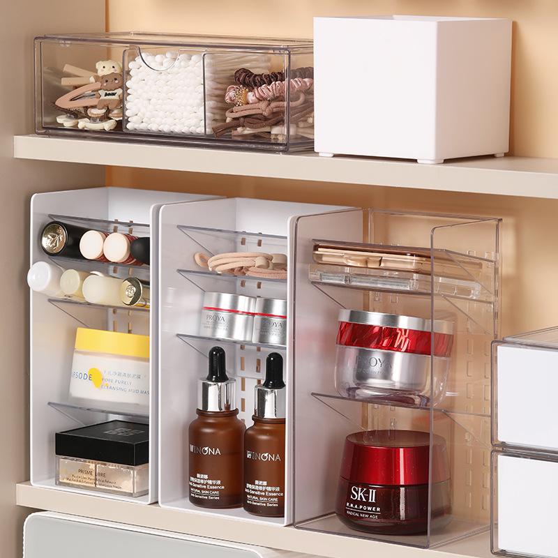 Narrow Acrylic Mirror Cabinet & Lipstick Jewelry Organizer with Tiered Shelves