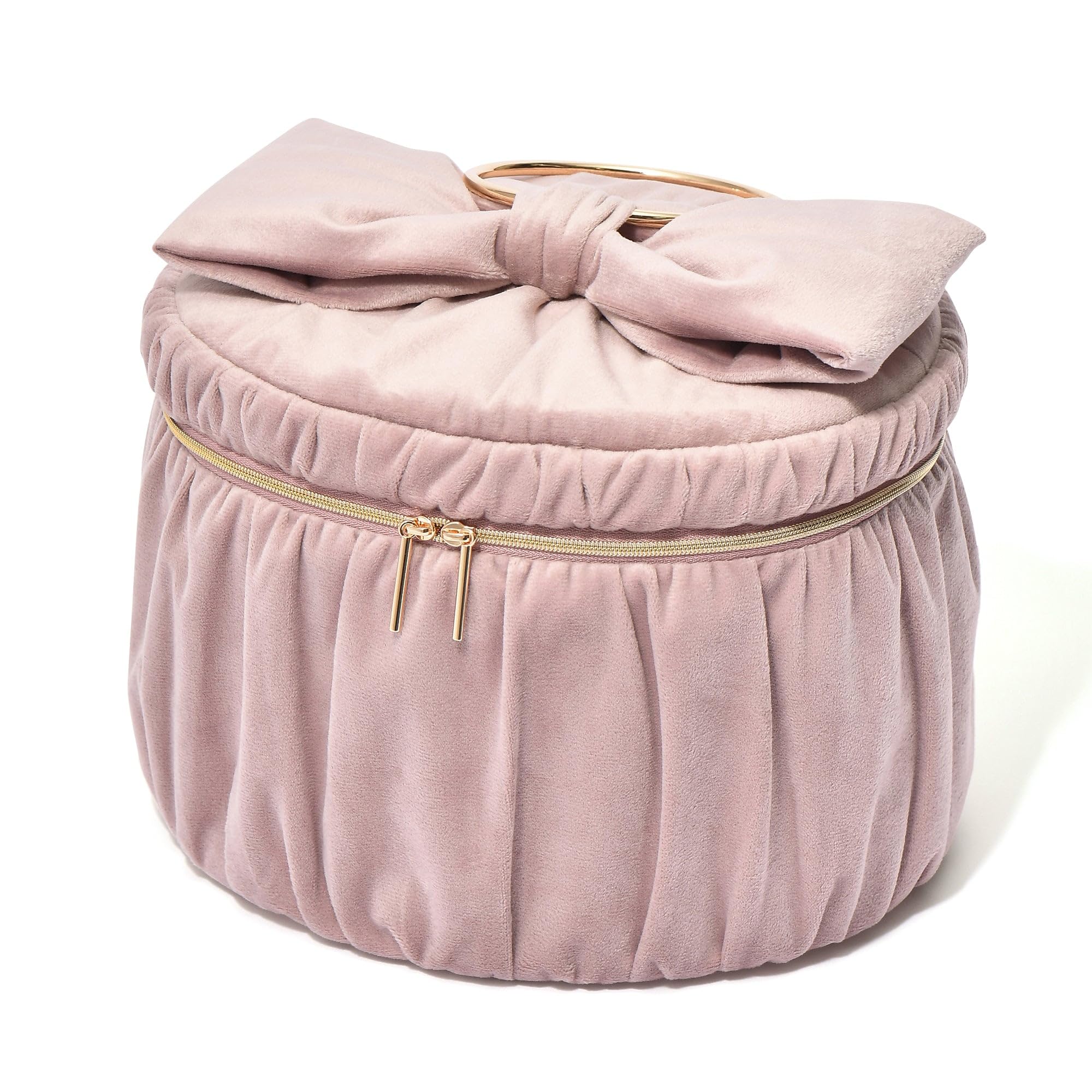 Francfranc Velvet Ribbon Vanity Pouch L Pink - Cosmetic Pouch, Cosmetic Box, Makeup Storage