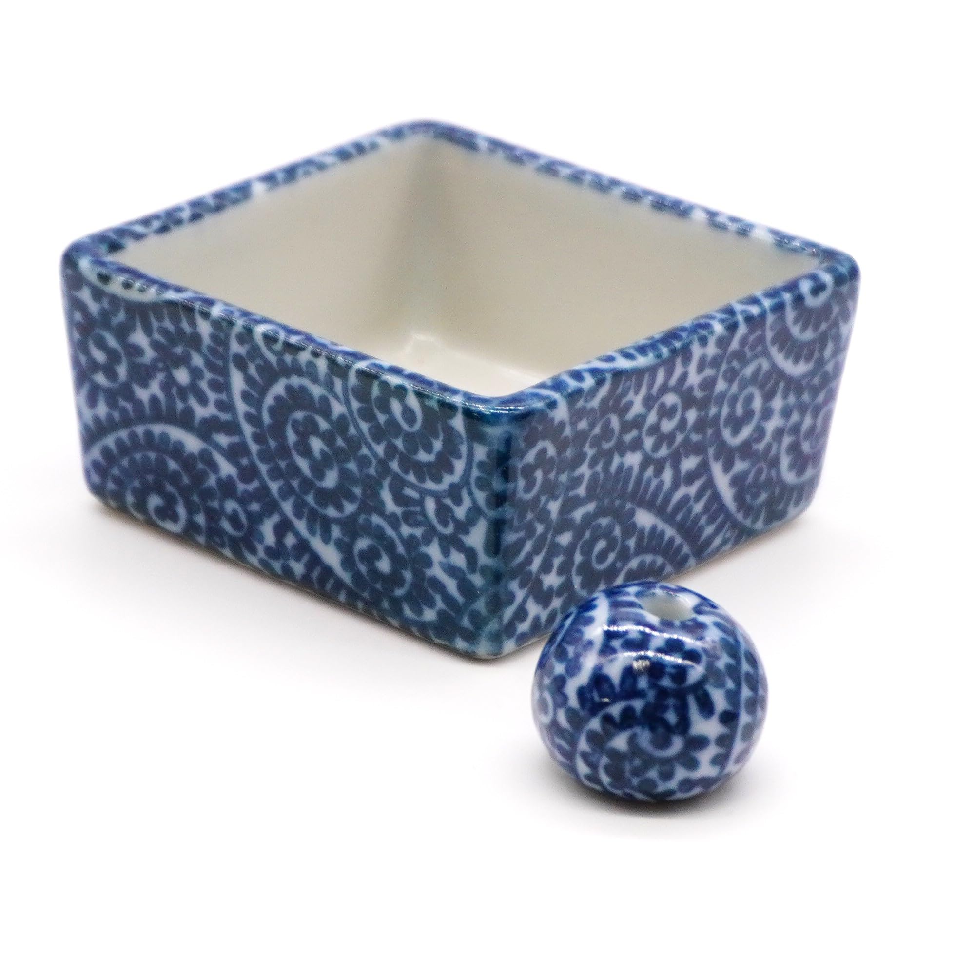 

Square incense burnerincense holder with an octopus arabesque pattern, Mino ware, made in Japan, ceramic