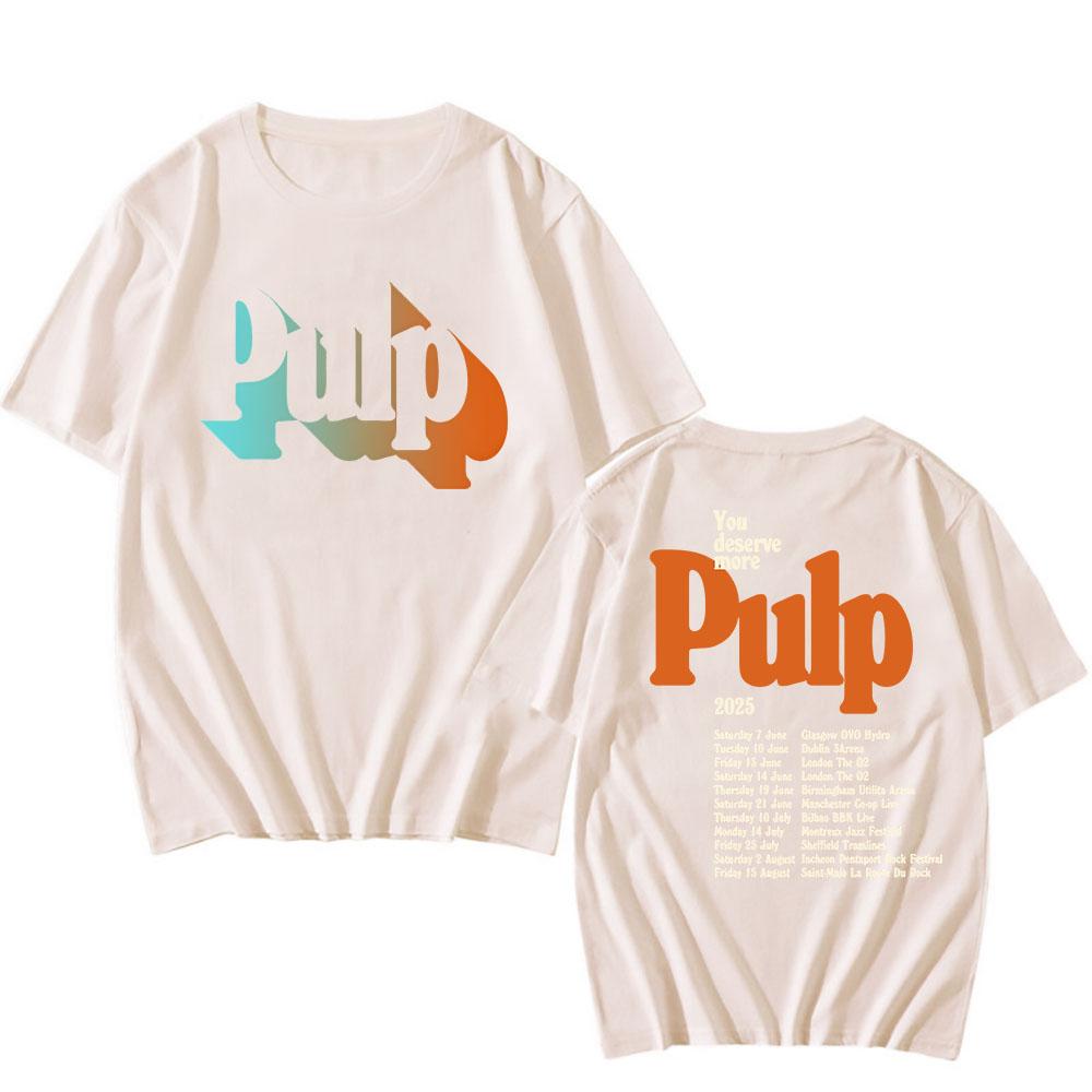 Więcej Koszulka z Trasy 2025 Czarna Pulp Rock Band Daty Koncertów Koszulki Letnia Bawełniana Koszulka z Krótkim Rękawem dla Mężczyzn Hip Hop Grunge Męska Koszulka