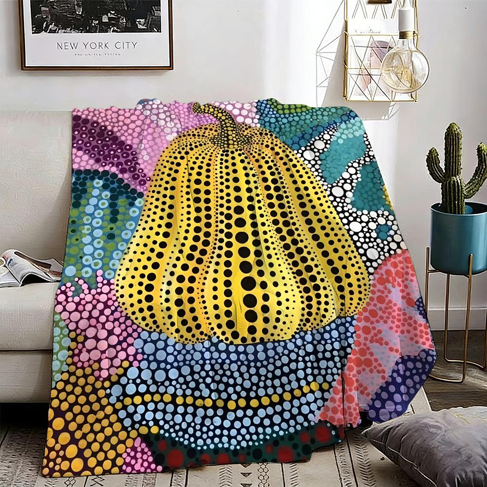 Yayoi Kusama art Throw Lightweight 240g Flannel Blanket Soft Skin-friendly for Summer Cooling 75X95CM