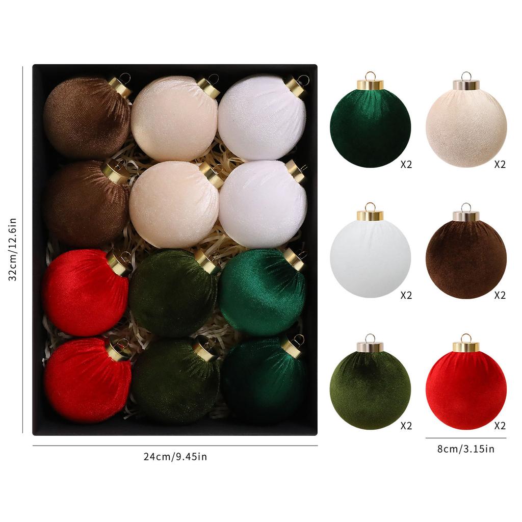 8cm*8cm Christmas Velvet Christmas Balls, Christmas Tree Decorations, Window Displays