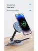 Adjustable 3-in-1 Foldable Magnetic Wireless Charger for iPhone, Apple Watch, and Earphones.