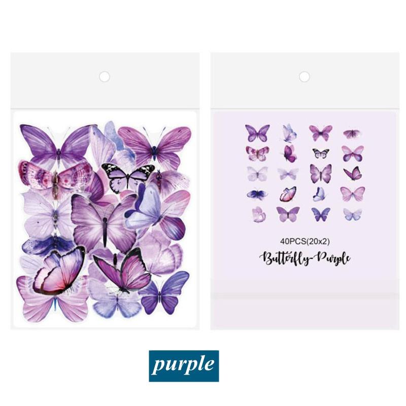 Set di 40 adesivi trasparenti in PET con farfalla vintage per stampi in resina per album fai da te