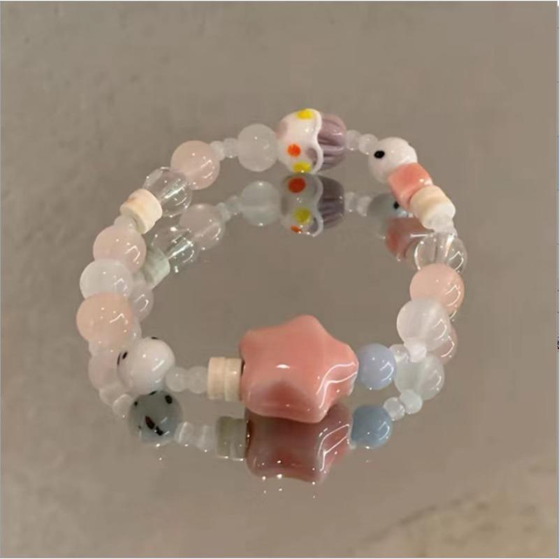 Cute bracelet new high-value kitten ceramic puppy couple niche hand rope design girlfriend fading bracelet