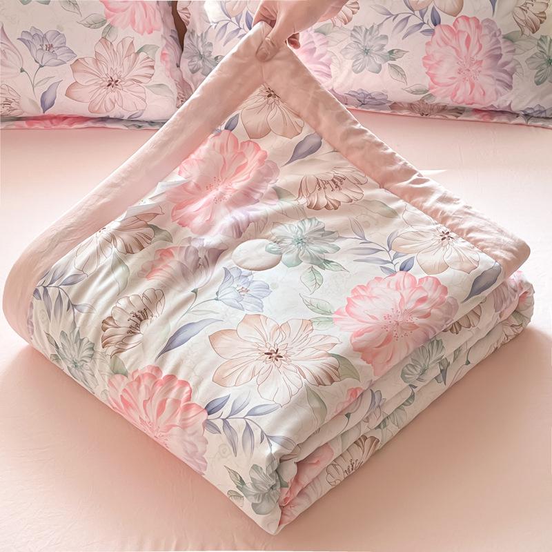 Washed Cotton Ultrasonic Embossed Summer Quilt - Double Size, Lightweight, Ideal for Air Conditioning, Gift or Group Purchase.