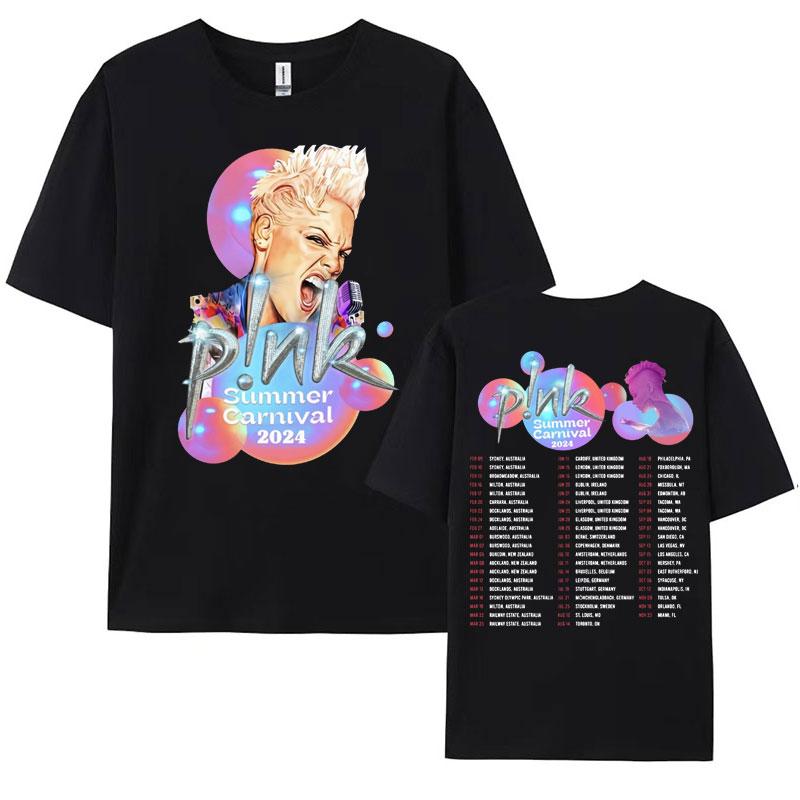 Pnk Pink Singer Summer Carnival 2024 Festival WORLD Tour Tee Shirt Womens Men Clothing Aesthetics Oversized Tshirt Streetwear