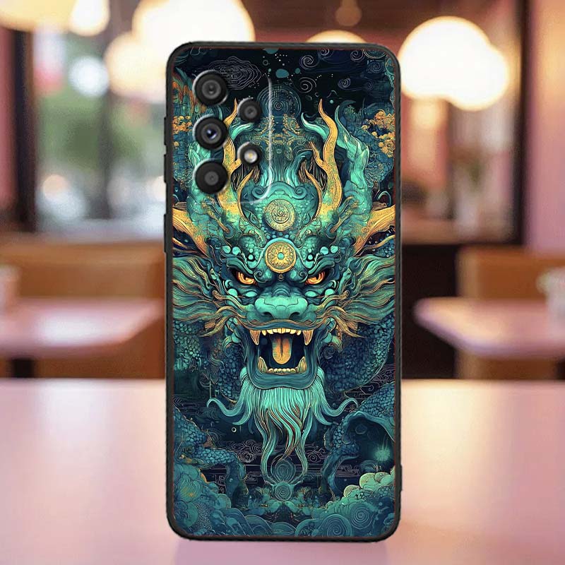 Anime Dragon Design Phone Case For Samsung A41 A35 A34 A33 A32 A25 A24 A23 A21s A06 A05 A04 A03 Note 10 20 Ultra 5G Black