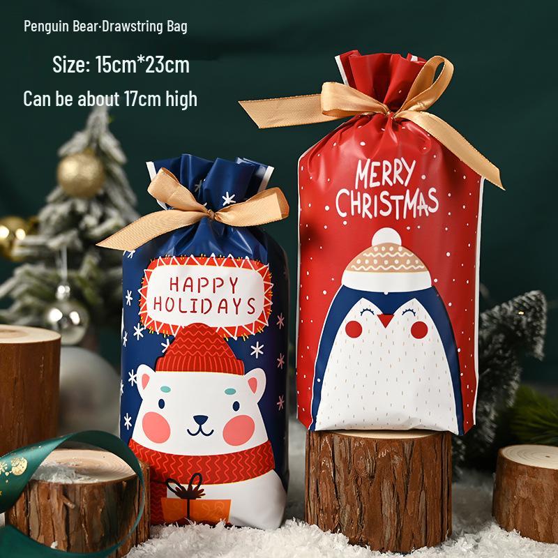Christmas Gift Bag for Candy and Cookies - Kids' Drawstring Ribbon Bag