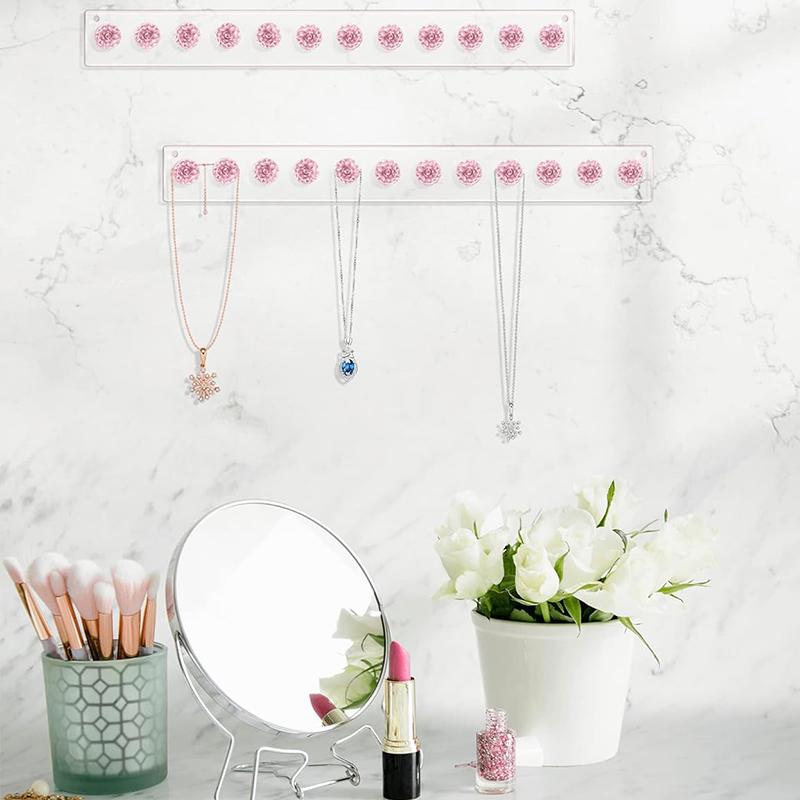 Necklace Holder, Acrylic Hanger, Wall Mont Organizer, Jewelry Hooks for Necklaces, Bracelets, Chains