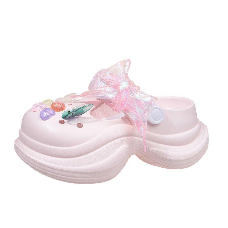 Butterfly Love Hole Shoes Lace Edge 2025 Summer New Beach Sandals Platform Bottom Trend Explosion Summer Must