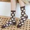 5 Pairs Women Winter Socks Fashion Thickened Warm Socks Retro Grid Middle Tube Girls Socks