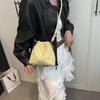 2025 New Summer Drawstring Pleated Floral Bag Women's Korean Version Underarm Bag Commuter Shoulder Messenger Tote Bag Tide