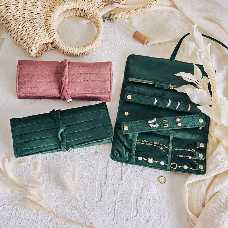 Schmuckbeutel Samt Schmuckaufbewahrungsbeutel Halskette Ohrringe Ring Schmuckaufbewahrungs-Rolltasche Schmuckausstellung