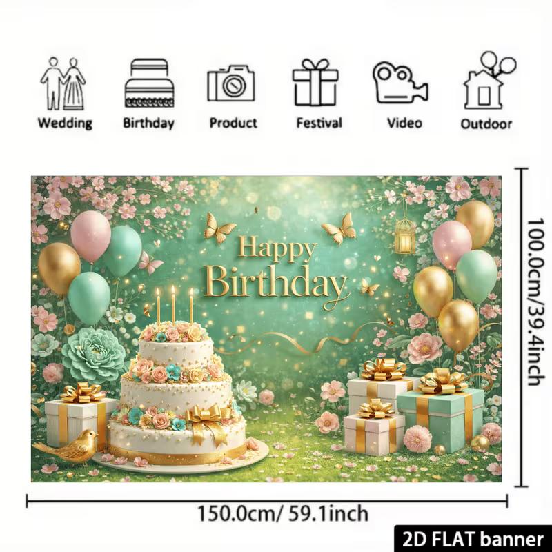 

2D 5x3ft Green Enchanted Forest Birthday Backdrop for Studio Photoshoot 47.2x31.5inch/120*80cm