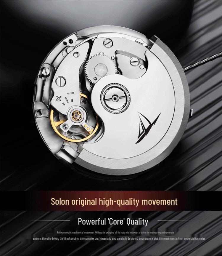 SOLLEN Solon Men's Automatic Scratch-Resistant Steel Band Watch - Fashion Business Design