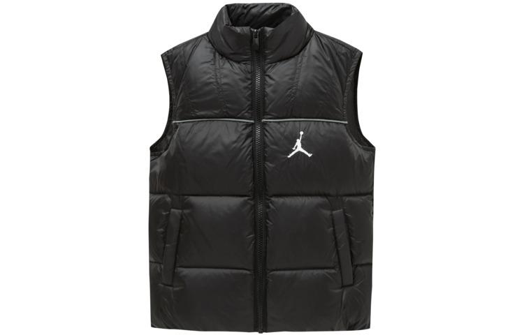 Jordan Down Vest Air Kids Apparel, Solid Color Logo Print Fleece Lined Lining Thermal Woven Zippers Stand Collar JD2142010GS-001 L