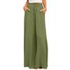 Women's Color Trousers Elastic Belt Wide Leg High Waist Long Culottes