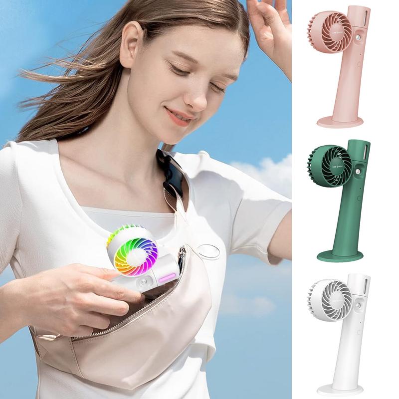 Portable Mist Fan 2 Speed Modes Mist Spray Fan With LED Light Multifunctional Portable Strong-Wind Air Cooling For Travel