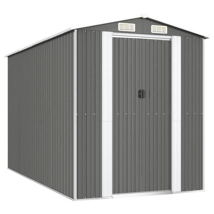 3147440 vidaXL Abri de jardin Gris clair 192x357x223 cm Acier galvanisé