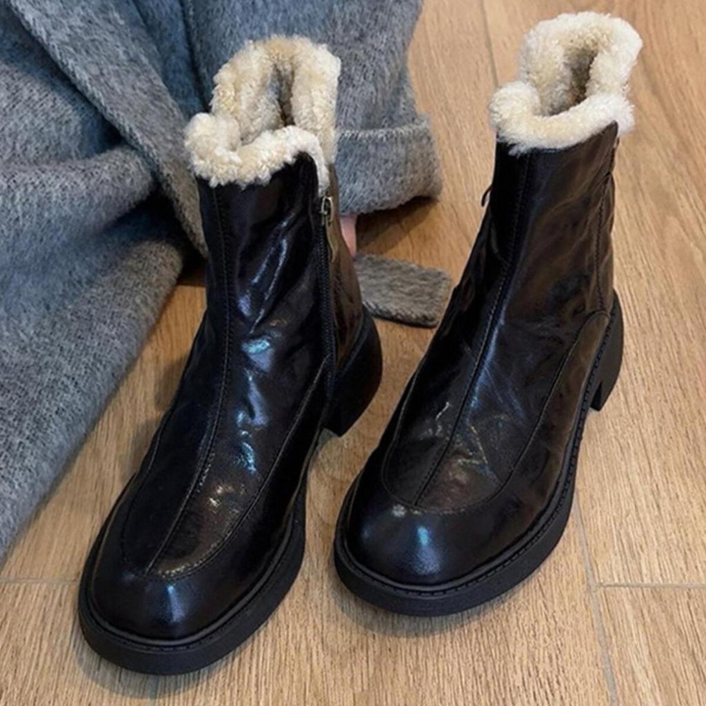 thick-soled snow boots women's new winter thin boots warm cotton shoes fluffy shoes small short boots