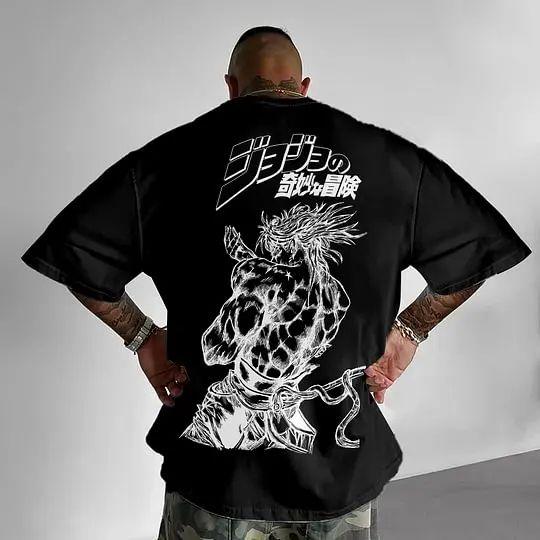 High Street Anime Top Y2K Casual Loose Short-sleeved Printed Cotton Round-neck T-shirt Sporty Oversized Streetwear Unisex