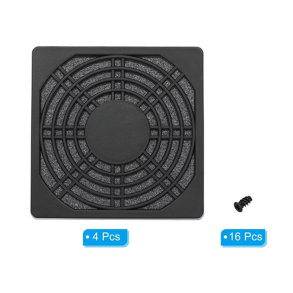 PATIKIL 92mm Fan Dust Filter, Ventilation Fan Filter, Grill Guard, with Screws, 4 Pieces, ABS Fan Protection, DIY, Black