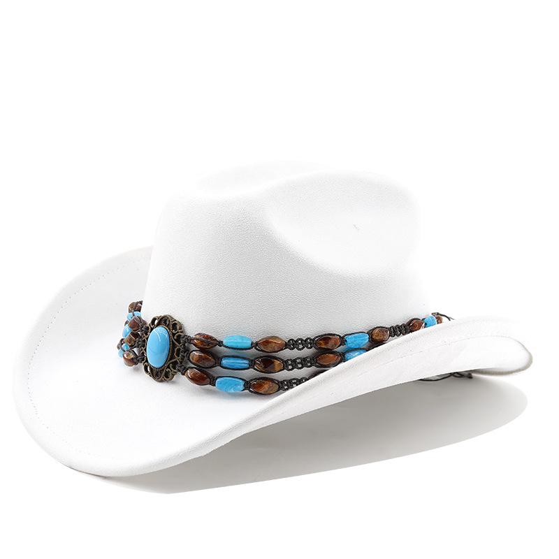 Suede Horse Riding Western Cowboy Hat For Men And Women Outdoor Travel Hat With Rolled Brim Ethnic Style Top Hat Felt Hat