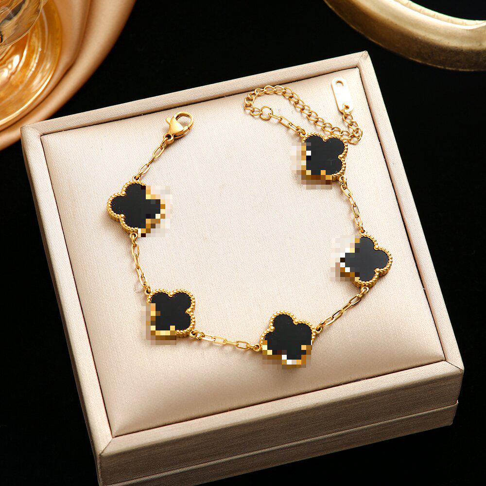 High-End Titanium Steel Four-Leaf Clover Bracelet with Shell Pendant – Durable, Fade-Resistant Design