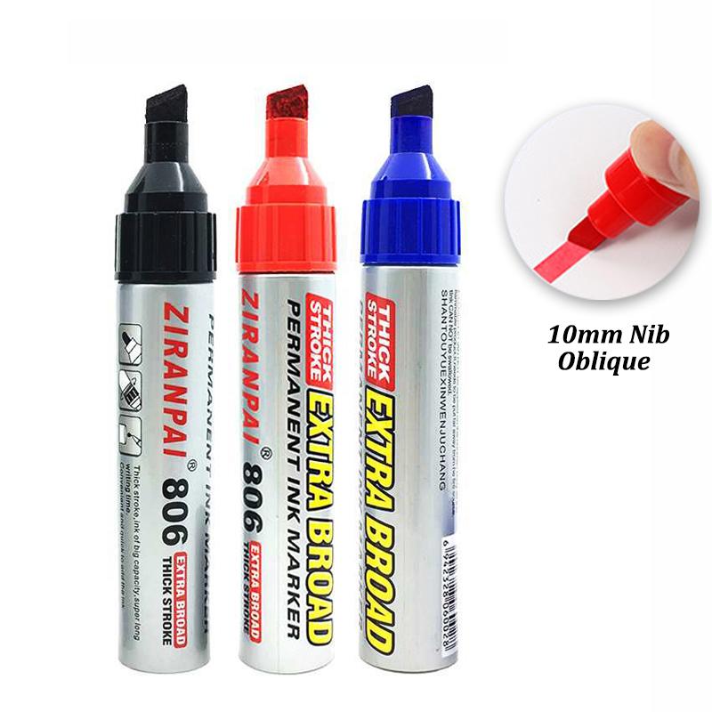 3color Large-Capacity Marker,Oblique And Round Toe,Oil-Based Big-Ended Marker Pen,Refillable Waterproof,Non-Erasable