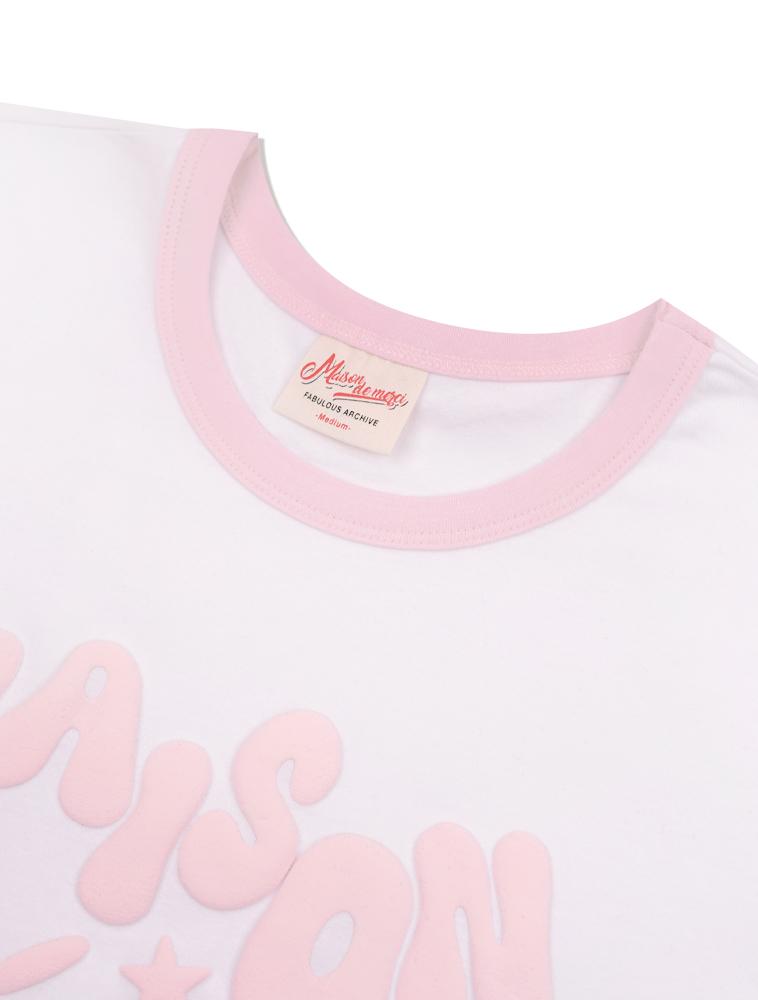 LA MAISON STUDIO Sunstar Ringer Short Sleeve T-Shirt White Pink (Fcg2Ts769W)