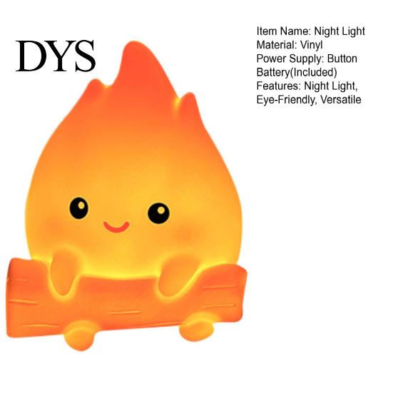 Cozy Dorm Room Decoration Cartoon Fake Campfire Night Light, Cute Warm Glow Bedside Minimalist Light for Nursery Ornament, Portable Lamp And