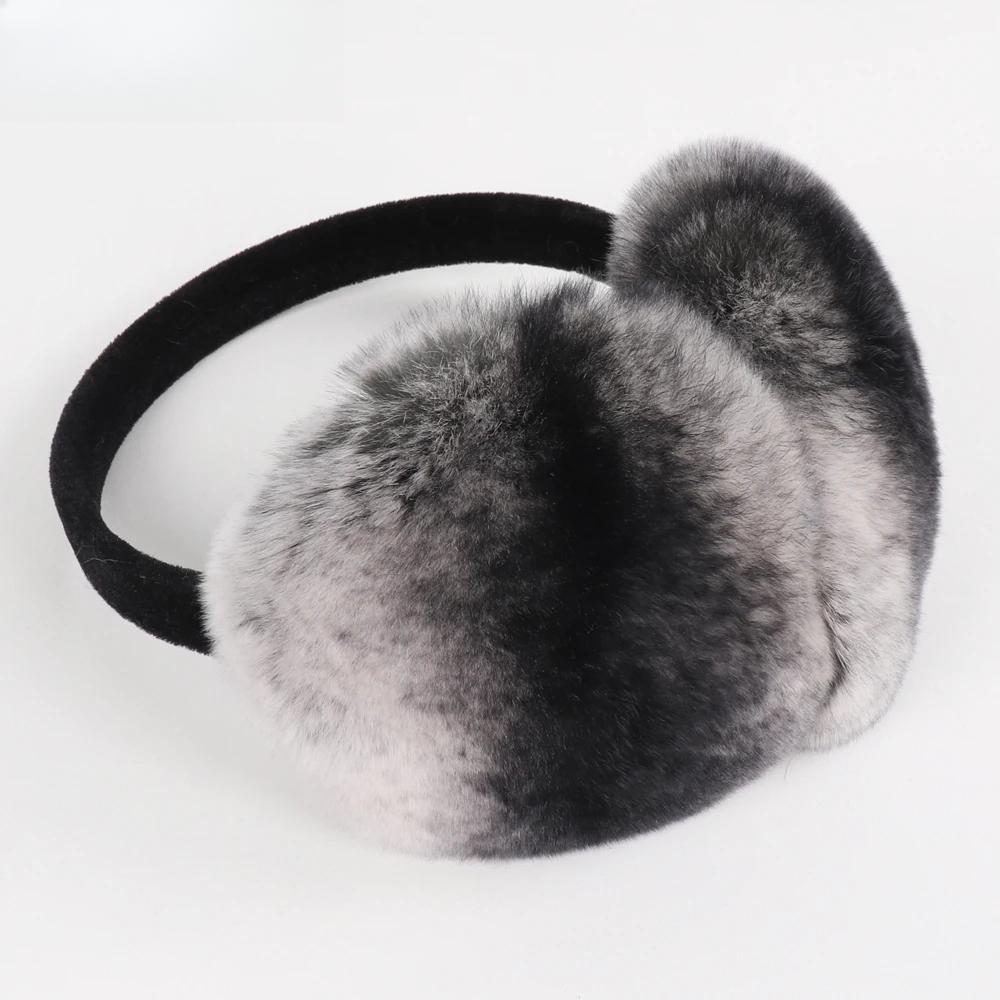 New women Quality Real Fur Ear-cap Winter Warm Natural Rex Rabbit Fur Earmuff Lady Fashion Fluffy Genuine Rex Rabbit Fur Earlap
