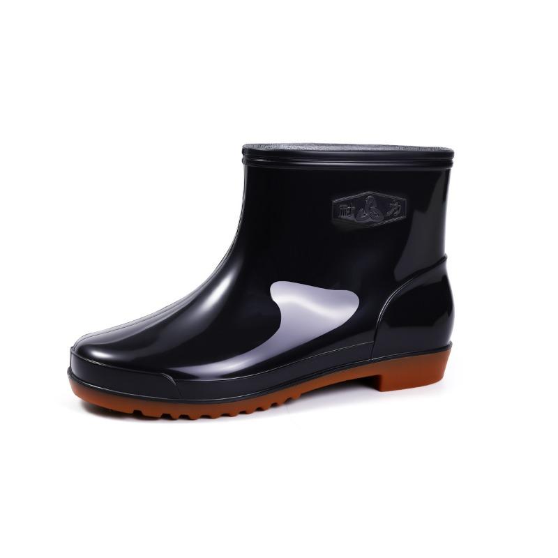 Short labor insurance black men's rain shoes women's rain boots non-slip cleaning beef tendon sole water shoe cover foot glue shoes men's water shoes