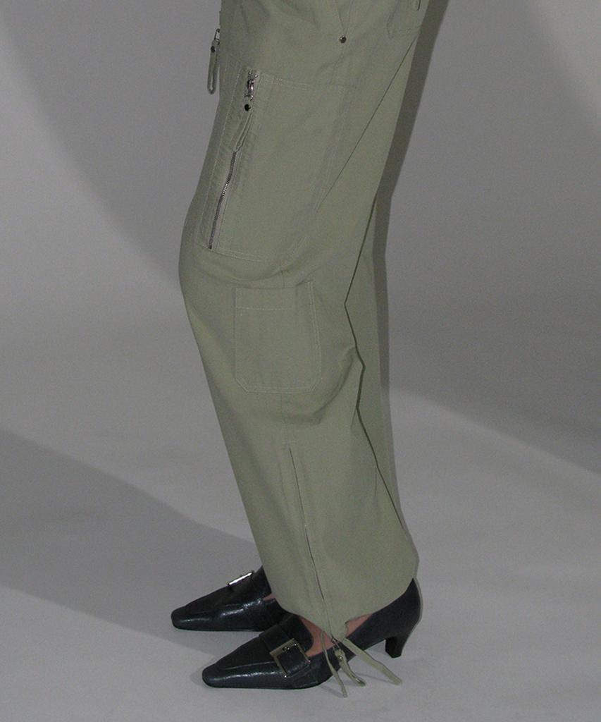 PARTIMENTO WOMEN Double Layered Waist Cargo Pants_Light Khaki
