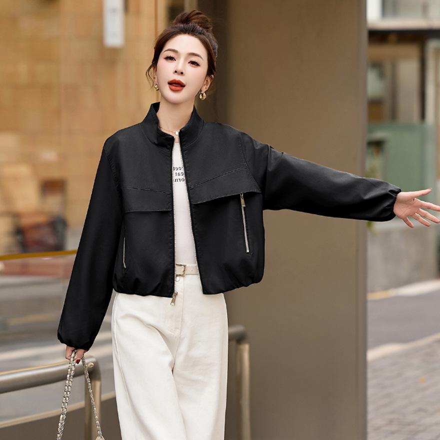 Casual loose leather jacket spring and autumn new fashion small stand-up collar leather jacket women's short