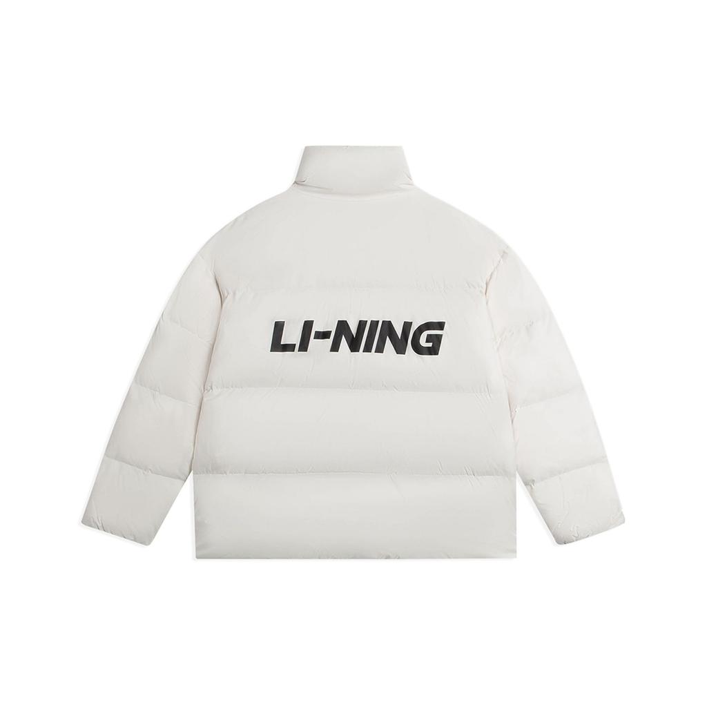 LiNing Logo Casual Short Stand Collar Down Jacket Unisex Outerwear Cloud-White AYMS337-2