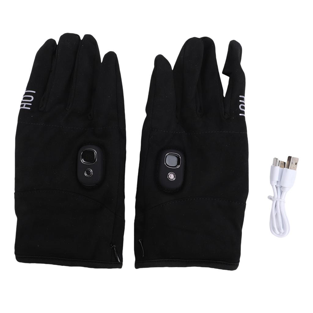 USB Electric Heated Gloves for Men Women 5 Heat Levels Winter Cold Weather Outdoor Indoor Hiking Cycling Black
