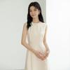 Pure Color Sleeveless A-Line Dress - High-End, Slim Waist, Round Neck Vest Style