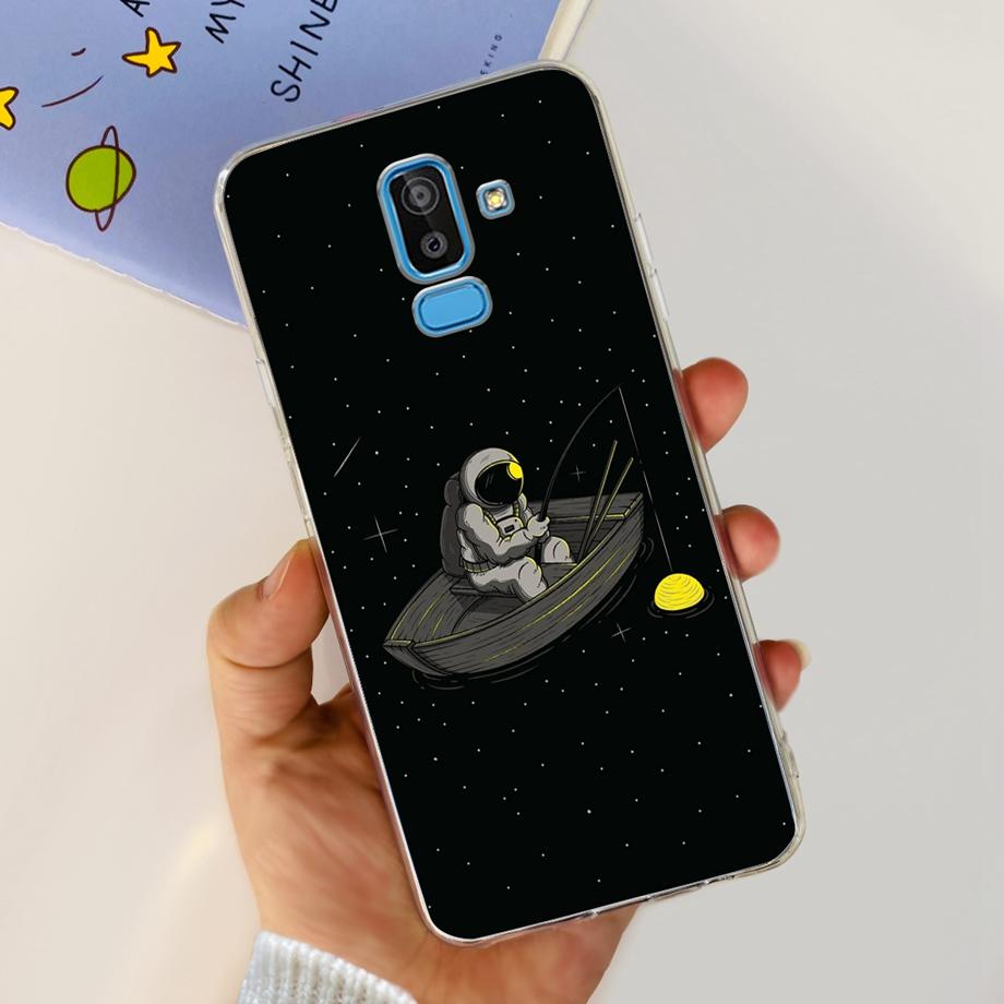 Funda Coque For Samsung Galaxy J8 J810F Cover Case Cartoon Cat Skull Back Shell For Samsung J8 2018 Soft Clear Silicone TPU Capa