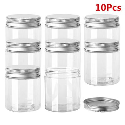10Pcs 150ml Empty Plastic Clear Cosmetic Jars Makeup Container Clear Jar Face Cream Sample Pot Container