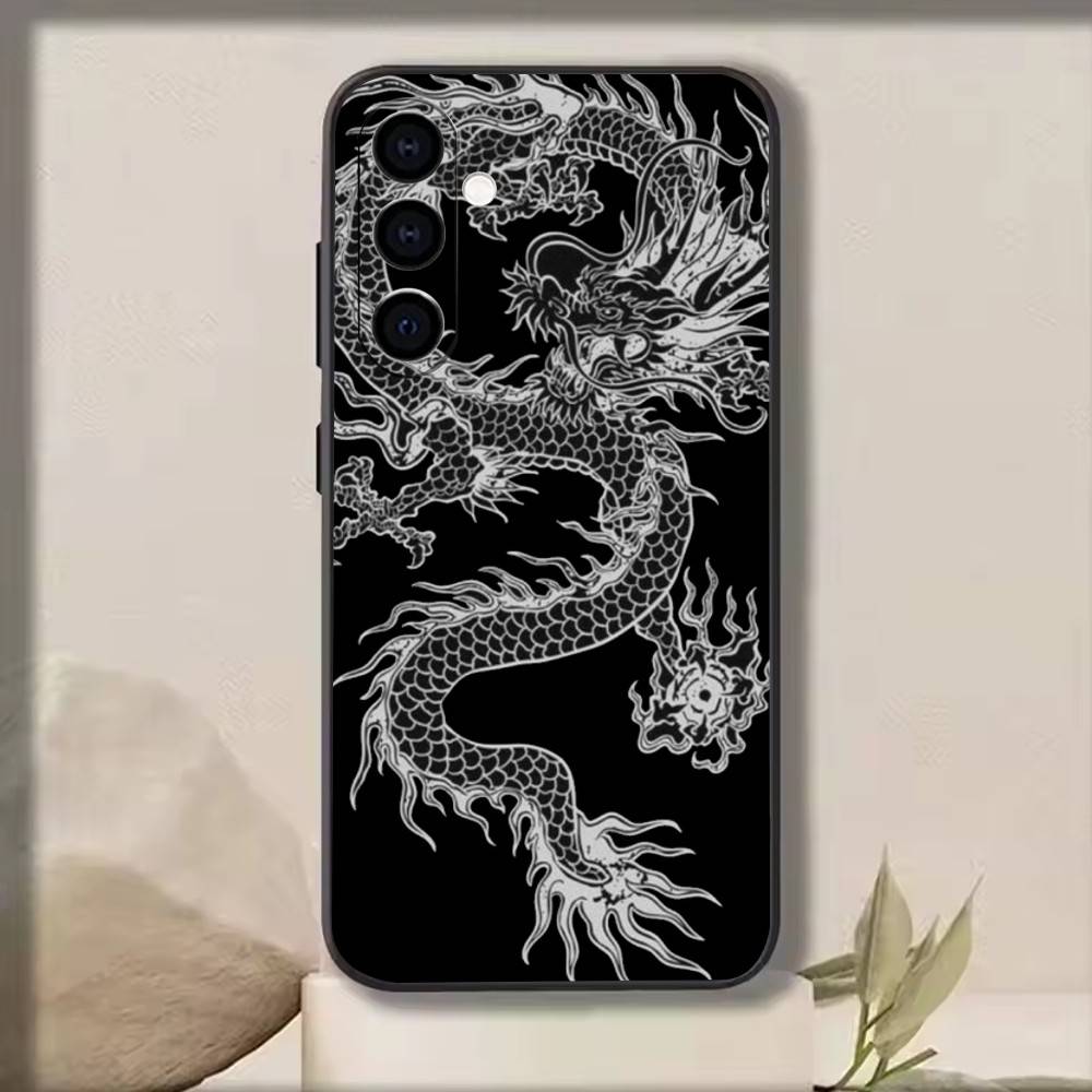 Luxury Tiger Dragon Embossed Phone Case For Samsung Galaxy A73,A72,A71,A70,A53,A52,A51,Others Soft Black Cover