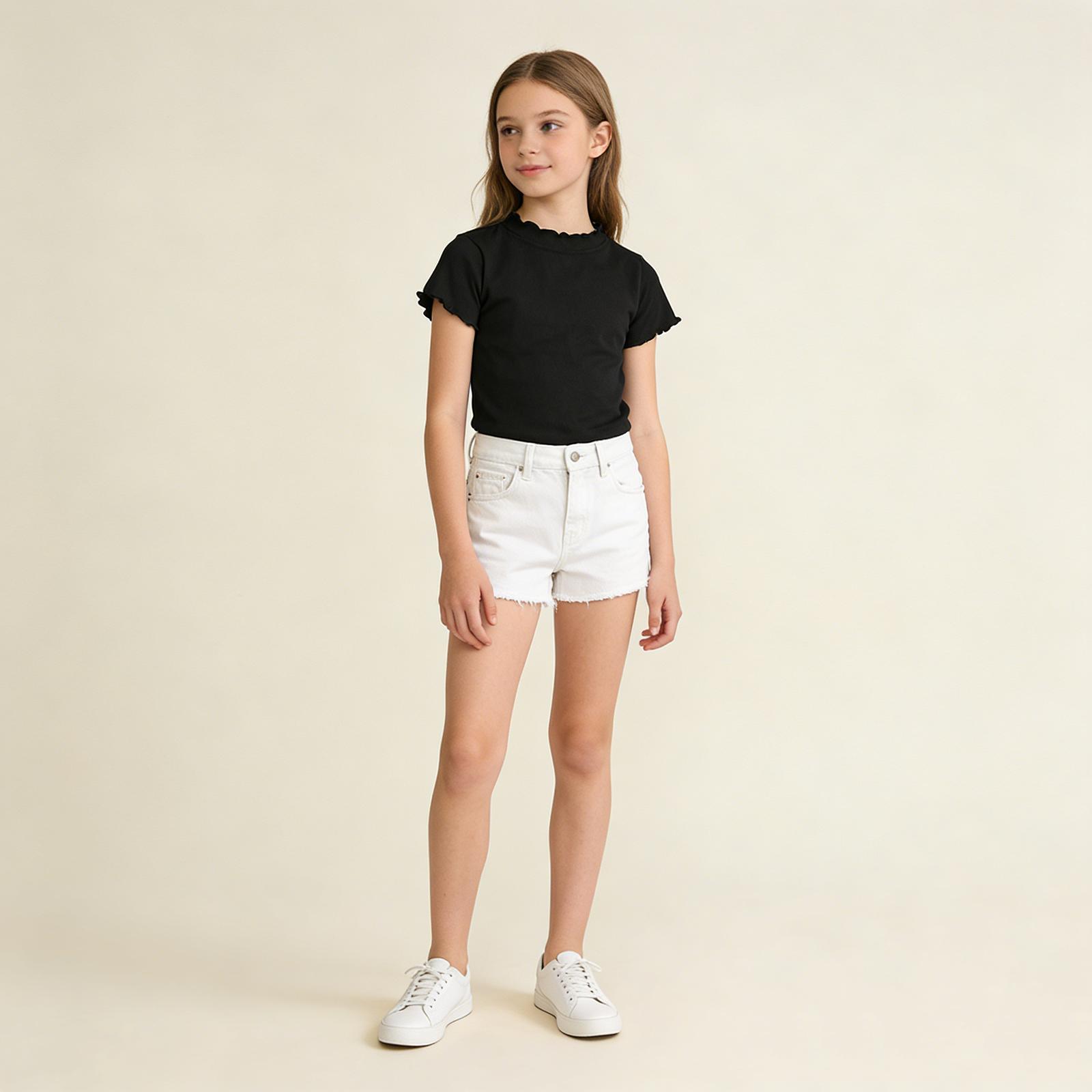 Children s Fashionable And Casual Lace Short-sleeved Shirt 90 чёрный