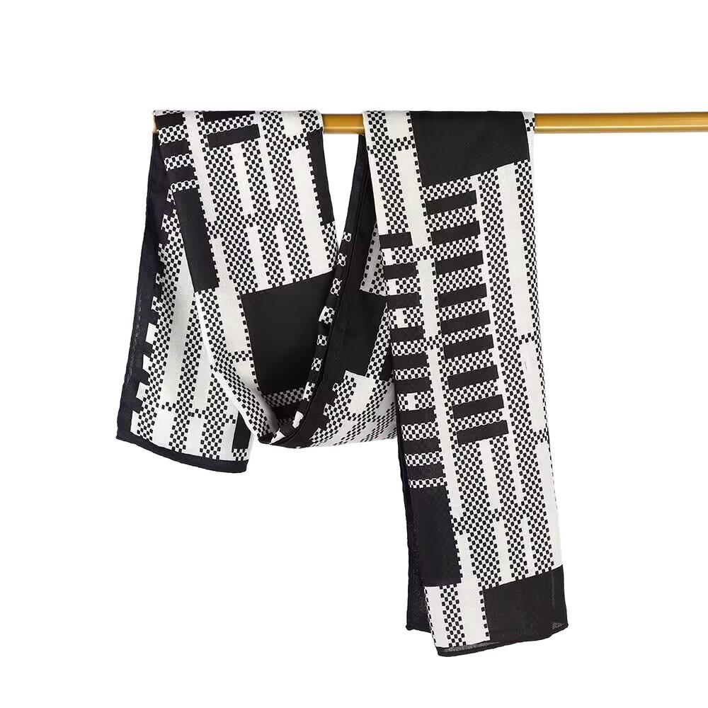 New digital QR code scarf, shawl around the scarf, spring and summer thin silk scarf, women's fashion neck protection scarf dual-purpose
